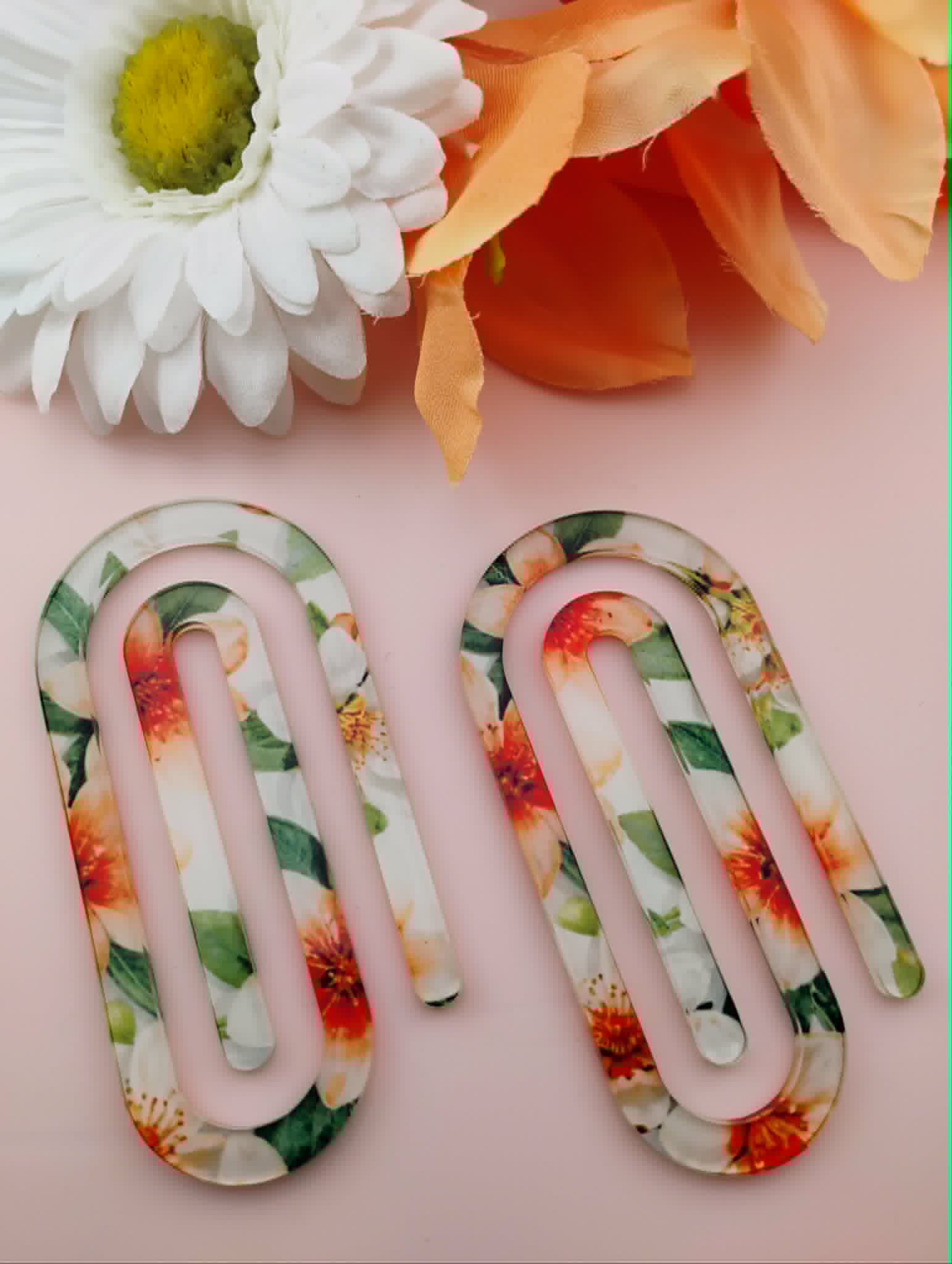 Jumbo Paper Clips 2PK-Floral Orange