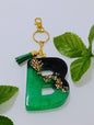 B - Large Letter Keychain - Green and Black