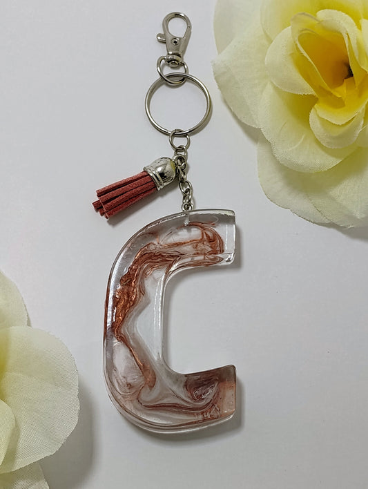 C - Large Letter Keychain -Rose Gold