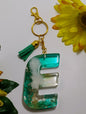 E - Large Letter Keychain - Turquoise Drip