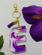 E - Large Letter Keychain - Purple Swirl