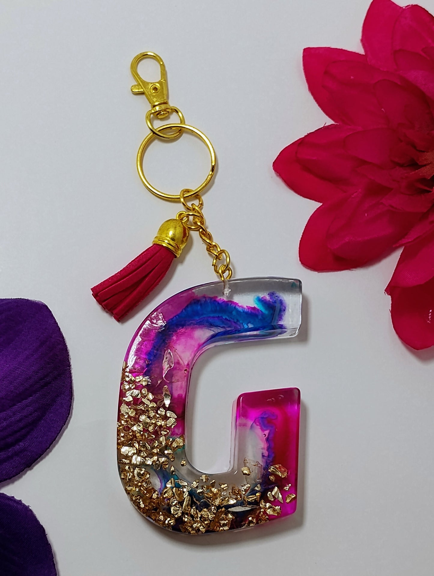 G - Large Letter Keychain - Golden Pink