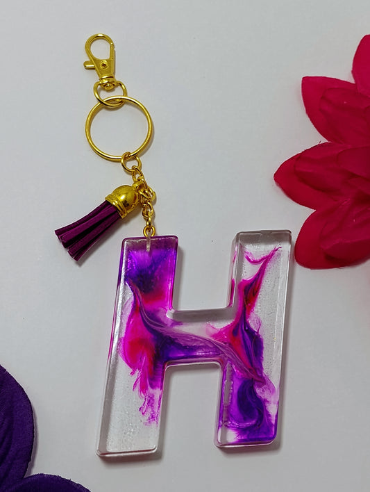 H - Large Letter Keychain - Purple Smoke