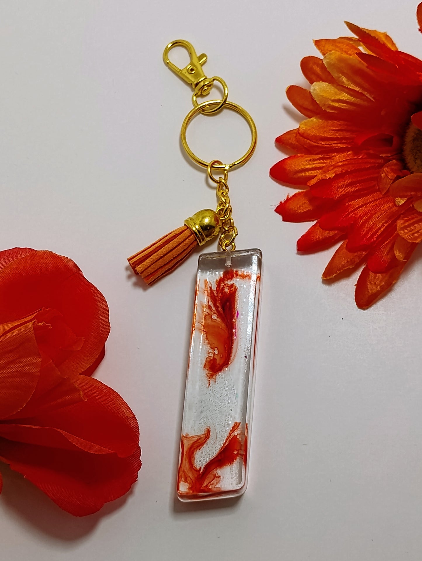 I - Large Letter Keychain - Orange Crush