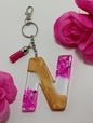 N- Large Letter Keychain - Lovely Pink and Gold