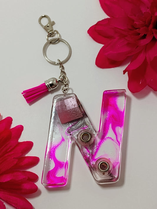 N- Large Letter Keychain - Pink Ice