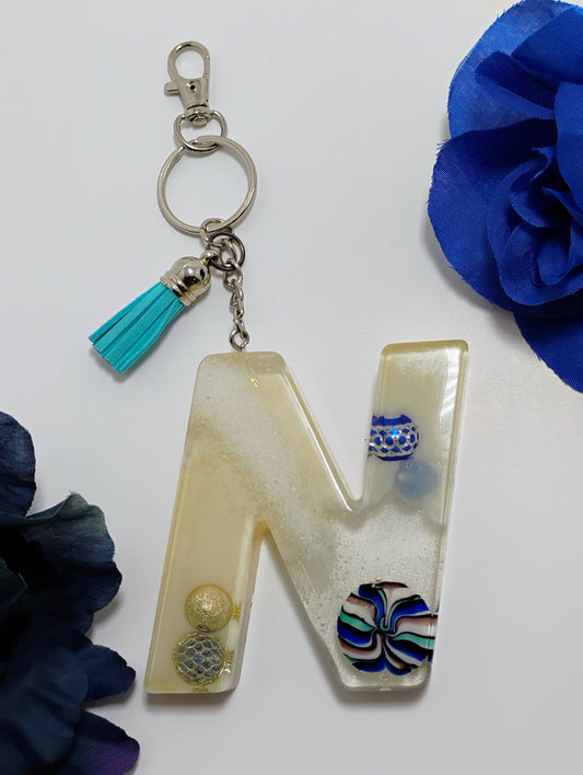 N- Large Letter Keychain - Blue Candy