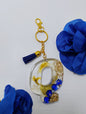 Q- Large Letter Keychain - Blue Jewels