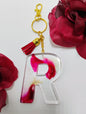 R- Large Letter Keychain -Pink Drip