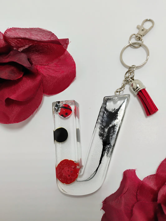 V- Large Letter Keychain - Red Vee Candy