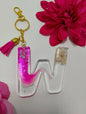 W- Large Letter Keychain - Pink Flower Dub