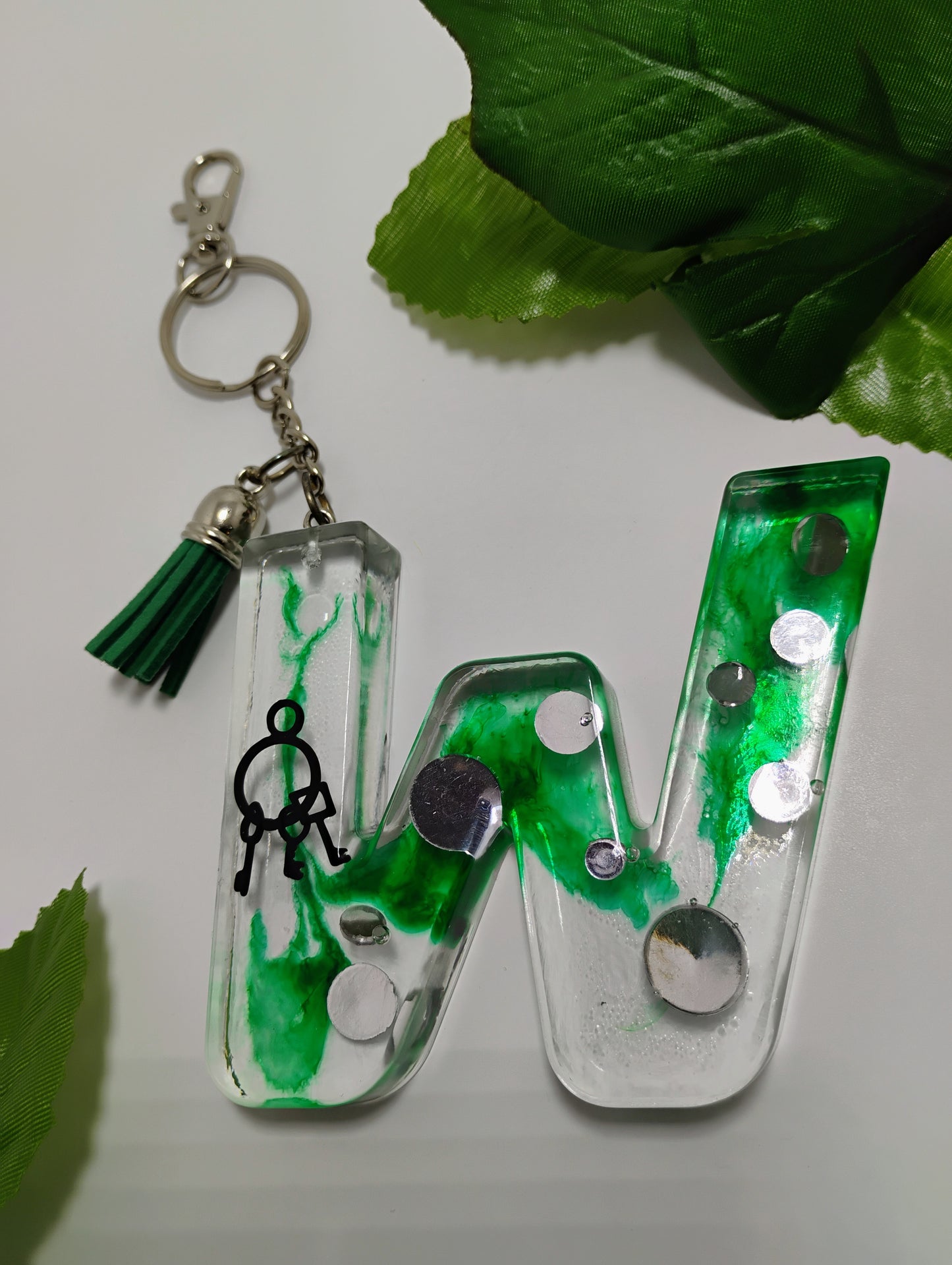 W- Large Letter Keychain - Green Machine