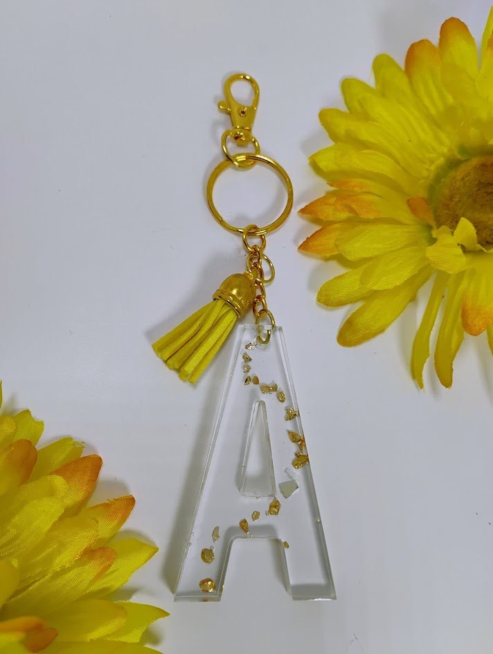 A- Small Letter Keychain- Honey Gold