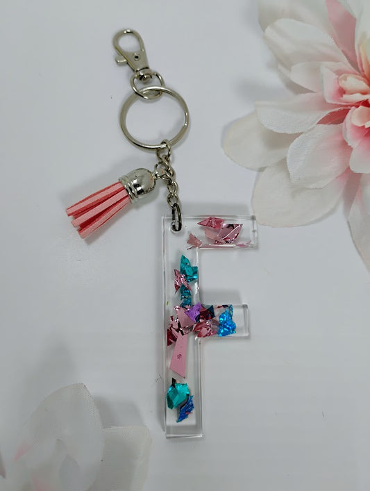 F- Small Letter Keychain- Party Time