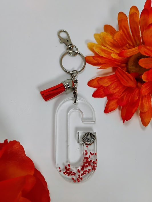 G- Small Letter Keychain- Sea Shell