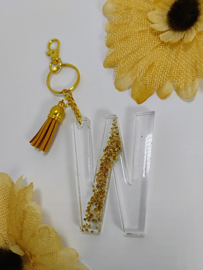 W- Small Letter Keychain- Golden W