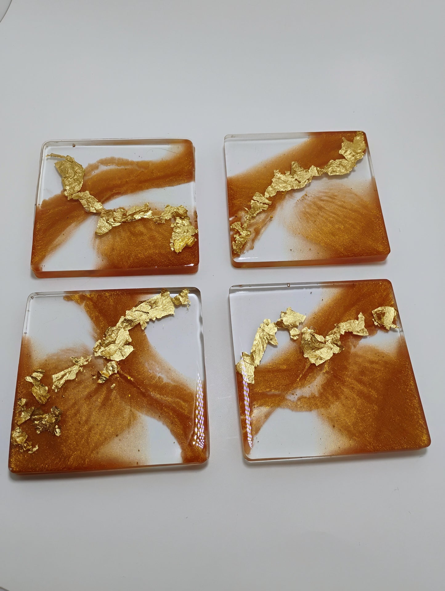 Vanity Tray Set - Coaster Set Golden Amber