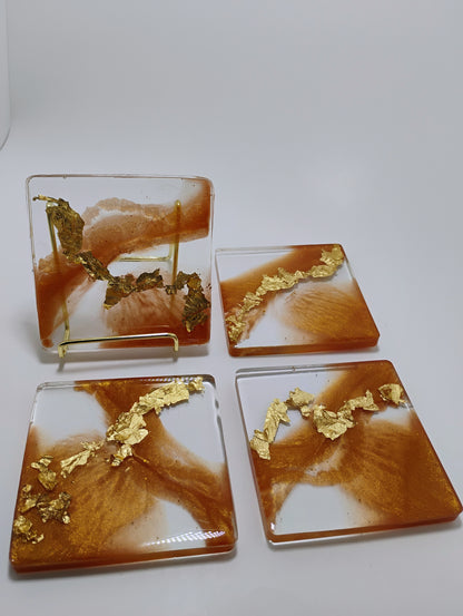 Coaster Set-Golden Amber