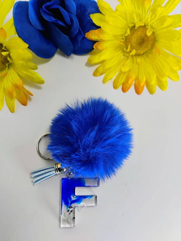 Mini Keychain - Letter F - Blue and Yellow