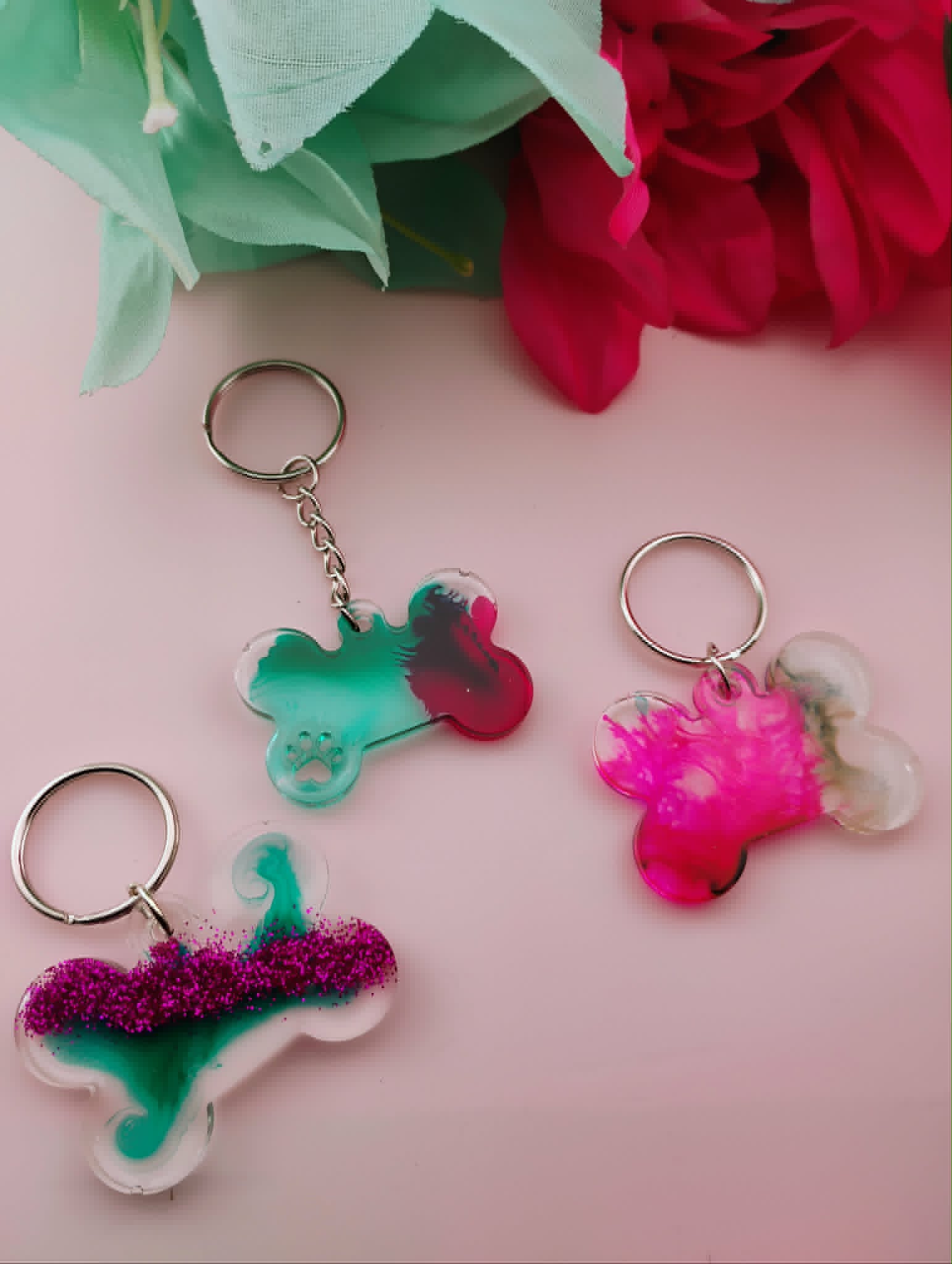 Pet Tag Pink Turq-3PK